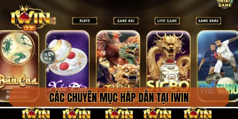 Các chuyên mục hấp dẫn tại cổng game Iwin